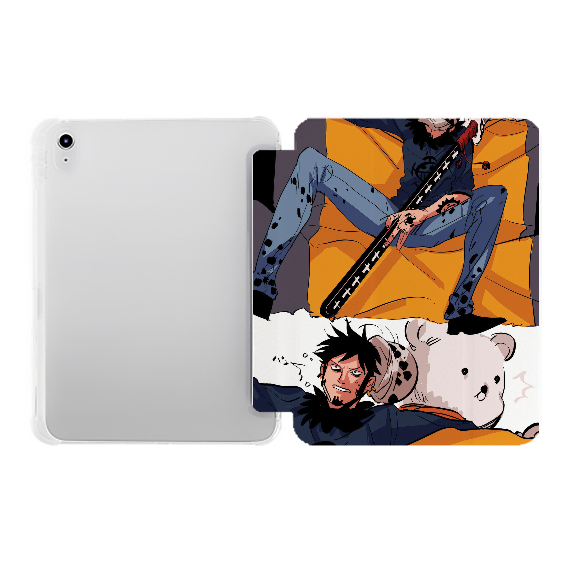 （画像用） ワンピース ONE PIECE IPad ケース ペン収納付き 三つ折りスタンド PUレザー×シリコン 対応機種9.5/10.5/10.9インチ